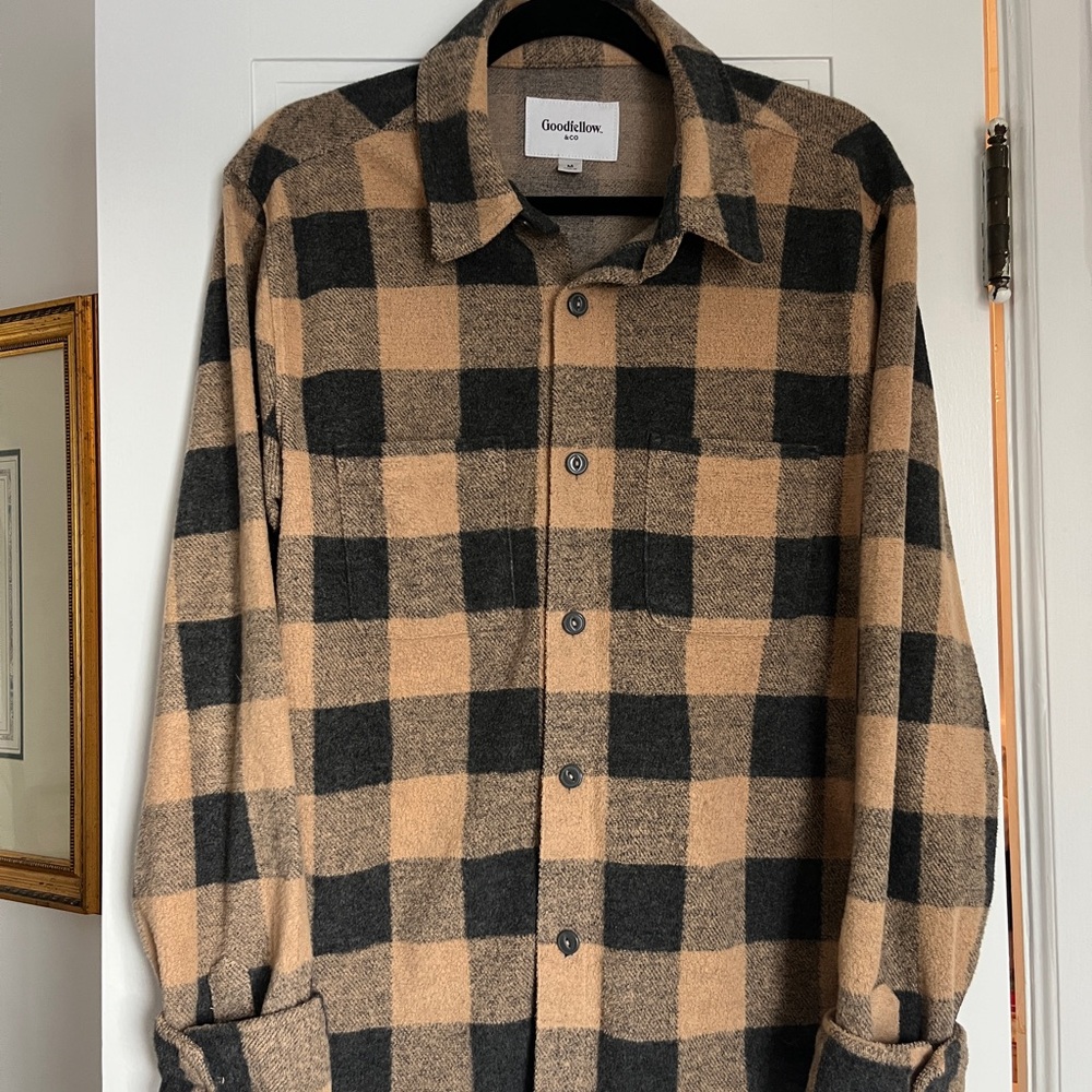 Goodfellow & Co Black and Tan Checkered Shirt